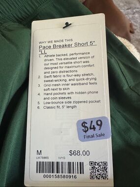 lululemon athletica Men's Pace Breaker Shorts — Deep Green